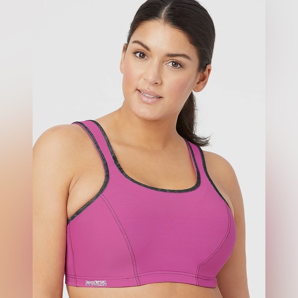 New Glamorise 46DD Bra High Impact Sports Bra Elite Performance Pink Underwire - Picture 3 of 16